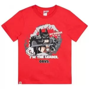 Lego Movie 2 Boys Batman IA'm The Leader Obvs T-Shirt (9-10 Years) (Red)