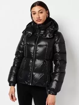 Superdry Code Mountain Hooded Down Jacket - Black, Size 10, Women