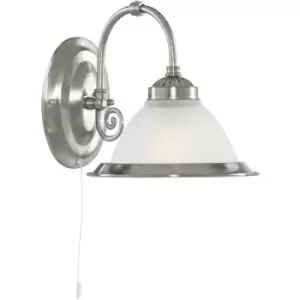 Searchlight Lighting - Searchlight American Diner - 1 Light Wall Light Satin Silver with Acid Ribbed Glass Shade, E27