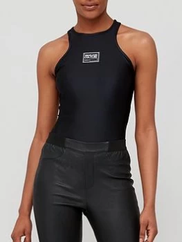 Versace Chest Logo Sleeveless Bodysuit - Black