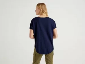 Benetton, Oversized T-Shirt In Pure Cotton, taglia L, Dark Blue, Women