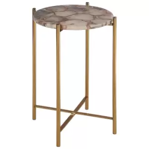 Natural Agate Side Table with Gold Finish