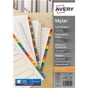 Original Avery A4 Index Unpunched 1 15 White Pack of 5