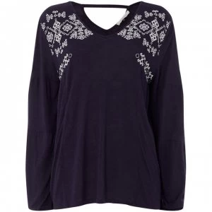 Maison De Nimes Embroidered Jersey Top - Navy