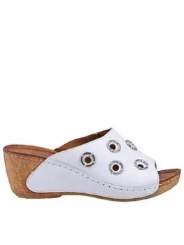 Riva Riva Santa Fe Wedge Sandals, White, Size 5, Women