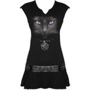 Spiral Womens BLACK CAT Stud Waist Mini Dress - Black - M