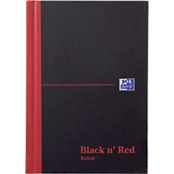 OXFORD Black n' Red Casebound Notebook Ruled A6 192 Pages