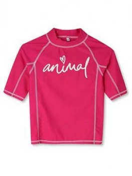 Animal Girls Molli Shirt Sleeve Rash Vest - Pink, Size Age: 9-10 Years, Women