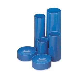 5 Star Office Desk Tidy with 6 Compartment Tubes Blue