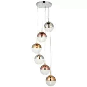 Endon Paloma Plate Pendant Ceiling Lamp, Chrome Plate With Chrome, Copper, Gold, Glass