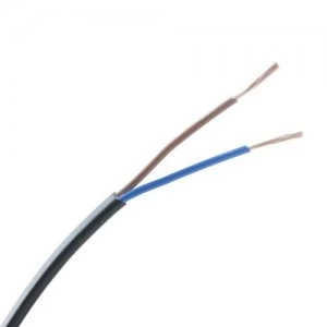 Zexum 0.75mm 2 Core PVC Flex Cable Black Flat 2192Y - 1 Meter