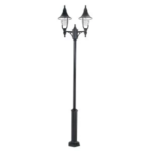 2 Light Twin Outdoor Lamp Post Black Polycarbonate IP44, E27