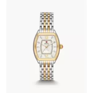 Michele Womens Relev Two-Tone 18K Gold Diamond Dial Watch - 2-Tone