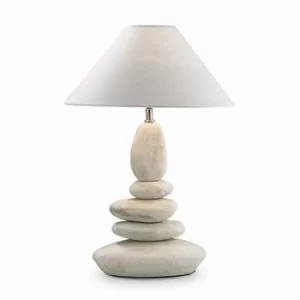 Dolomiti 1 Light Large Ceramic Table Lamp Beige, Satin Nickel, E27