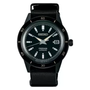 Seiko Presage Style 60s Automatic Black Dial Black Leather Strap Mens Watch SRPH95J1