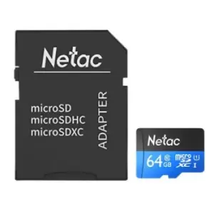Netac P500 64GB MicroSDXC Card with SD Adapter U1 Class 10 Up to 90MB/s