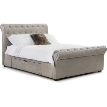 Adah - 4F6 Double With Drawers Mink Chenille Bed Frame
