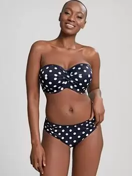 Panache Anya Riva Spot Twist Bandeau Bikini Top - Navy/Cream, Navy/Cream, Size 32D, Women