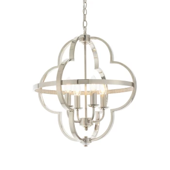 Ascoli 4 Light Ceiling Pendant Bright Nickel Plate & Clear Faceted Acrylic