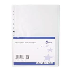 5 Star Elite Presentation Punched Pocket Polypropylene Top opening 120 Micron A4 Clear Pack 10