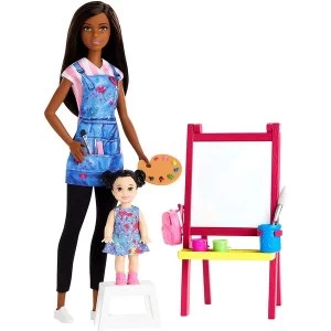 Barbie You Can be Anything - Doll Art Teacher with kid Doll Playset