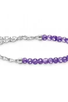 Ladies Thomas Sabo Jewellery Charm Holder Link Bracelet With Violet Beads A2130-007-13-L19V