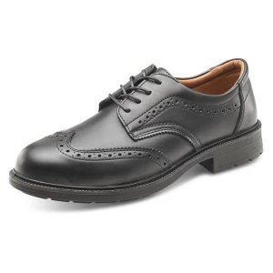 Click Footwear Brogue Shoe S1 PU Leather Upper Steel Toecap 6.5 Blk Ref
