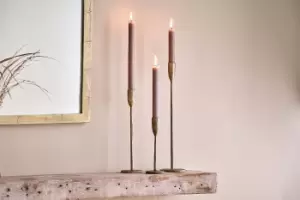 Nkuku Mbata Brass Candlestick Candle Sticks Gold Small 20 x 6.5cm (Diameter)