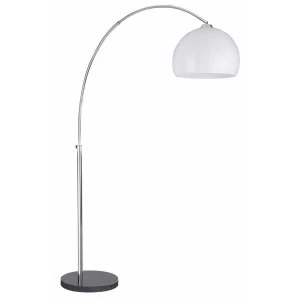 1 Light Floor Lamp Chrome, Black Marble with White Dome Shade, E27