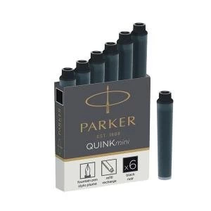 Parker Quink Mini Cartridge Ink Refills Black 1 x Pack of 6 1950407