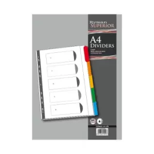 Ryman 5 Part Dividers Indexed Coloured Tab White, Mylar