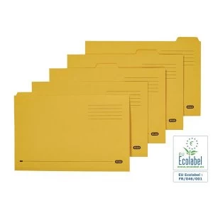 Elba Foolscap Tabbed Folders Mediumweight 250gsm Yellow Pack of 100 20 x Set of 5 Position Tabs