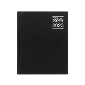 Letts Rhino A5 2023 Day per Page Diary, black