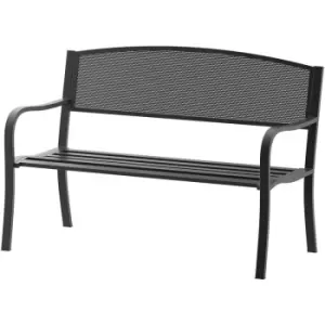 2 Seater Metal Bench Patio Park Loveseat Garden Chair Outdoor Seating - Outsunny