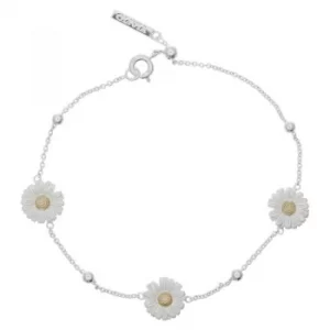 3D Daisy And Ball Chain Silver/Gold Bracelet