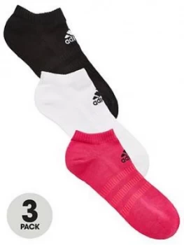 adidas Cushioned Cut Socks 3 Pack - Black/White/Pink/Black/White, Size 4.5-5.5, Women