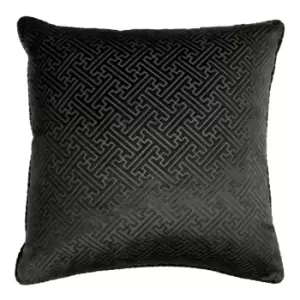 Florence Embossed Velvet Cushion Black / 55 x 55cm / Feather Filled