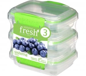 Sistema Fresh Rectangular 0.2 litre Containers Pack of 3