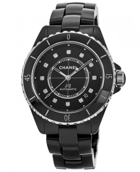 Chanel J12 Automatic Black Ceramic & Steel Diamond Dial Womens Watch H5702 H5702