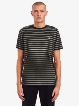 Fred Perry Fine Stripe T-Shirt - Green, Size L, Men