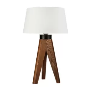 Aida Table Lamp With Fabric Shade Walnut Oak, 1x E27