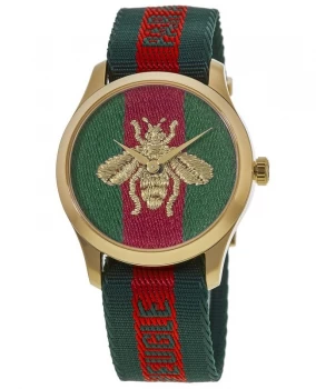 Gucci Le Marche Des Merveilles Green and Red Bee Womens Watch YA126487A YA126487A