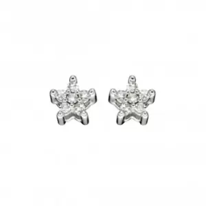 9ct White Gold Diamond Star Earrings GE2353