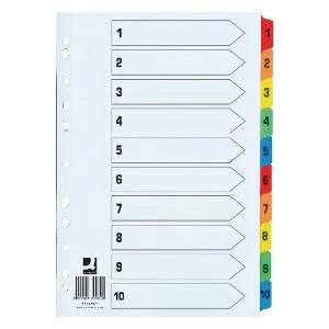 Q-Connect 1-10 Index Extra Wide Reinforced Multi-Colour Tabs KF76984