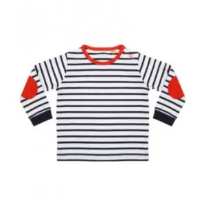 Larkwood Baby Boys Striped Long Sleeve T-Shirt (6-12 Months) (Navy/White)