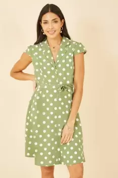 Green Polka Dot Retro Shirt Dress