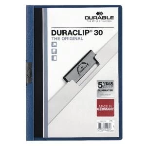 Durable 3mm Duraclip File A4 Dark Blue Pack of 25 220007