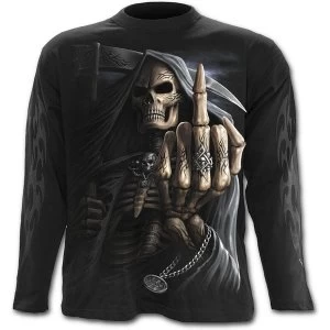 Bone Finger Mens Large Long Sleeve T-Shirt - Black