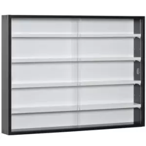HOMCOM 5 Tier Wall Display Shelf Unit Cabinet With Shelves Glass Doors Black White