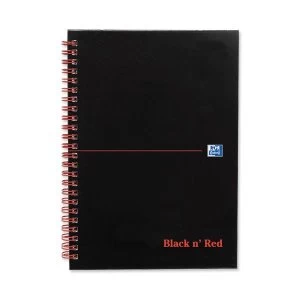 Black n Red A5 90gm2 140 Pages Ruled and Perforated Wirebound NotebookMatt Black Pack of 5